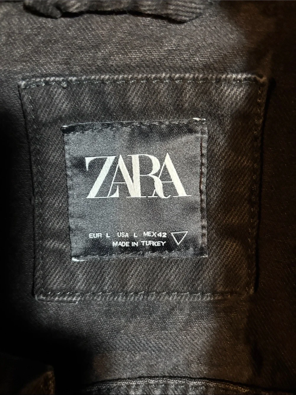 Zara Men's Distressed Black Denim Jacket
